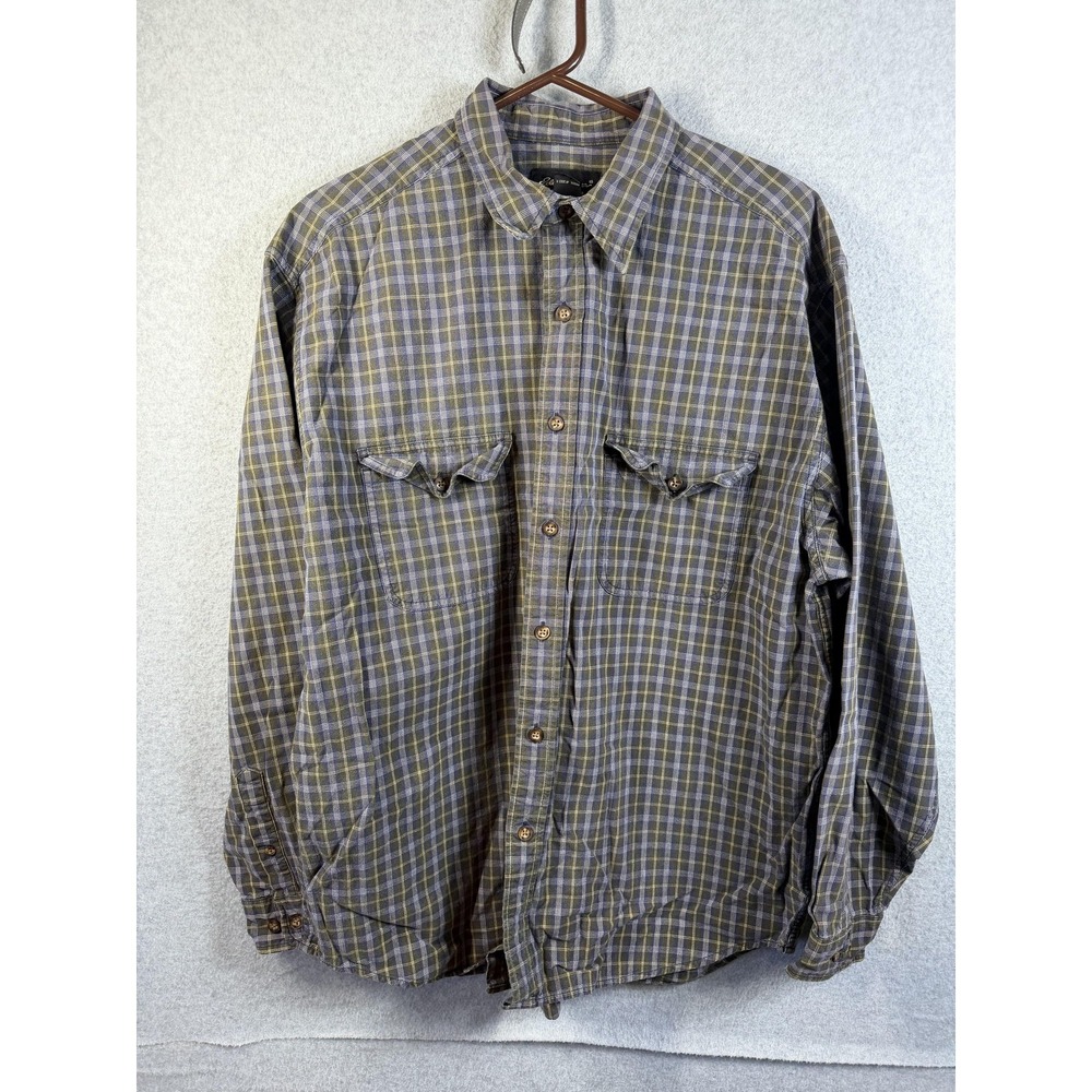 Eddie Bauer Shirt Mens Large Green Blue‎ Plaid Button Up Long Sleeve Casual